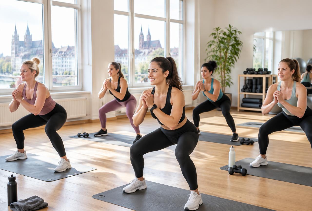Frauen beim Kräftigungstraining in einem hellen Studio