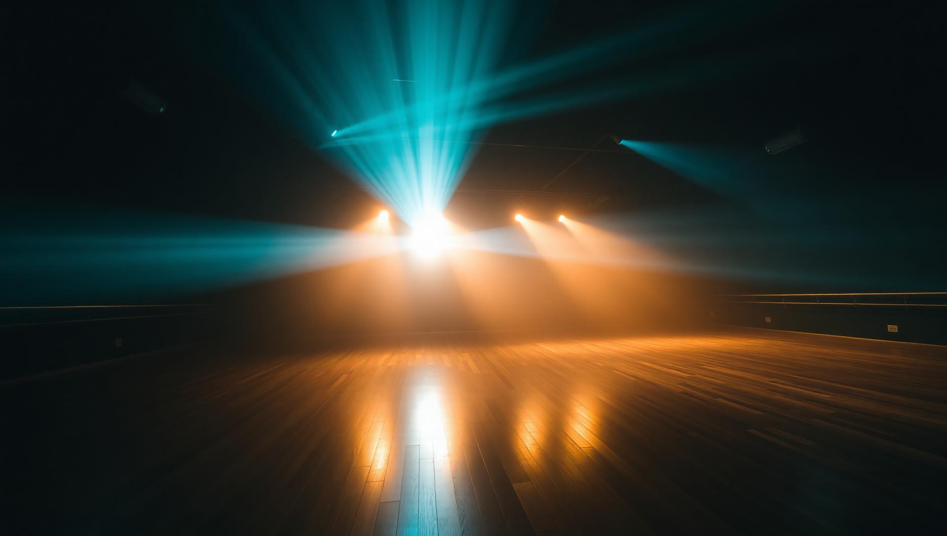 Tanzstudio in Basel mit Spotlights und Lichtspuren auf dem Parkettboden